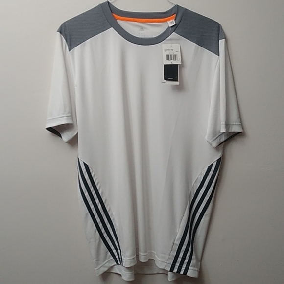 adidas Other - 🎉HP🎉Adidas Men's Climalite Emid Crew Tee 3 Stripe F48847, White, L, NWT